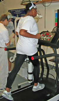 Student on treadmill