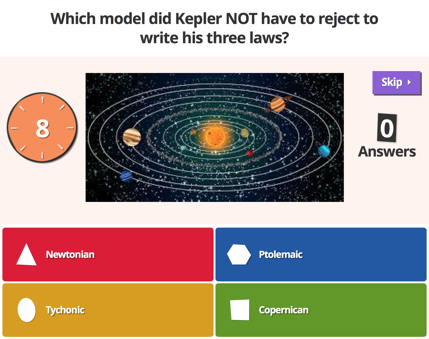 Kahoot question on Kepler's law